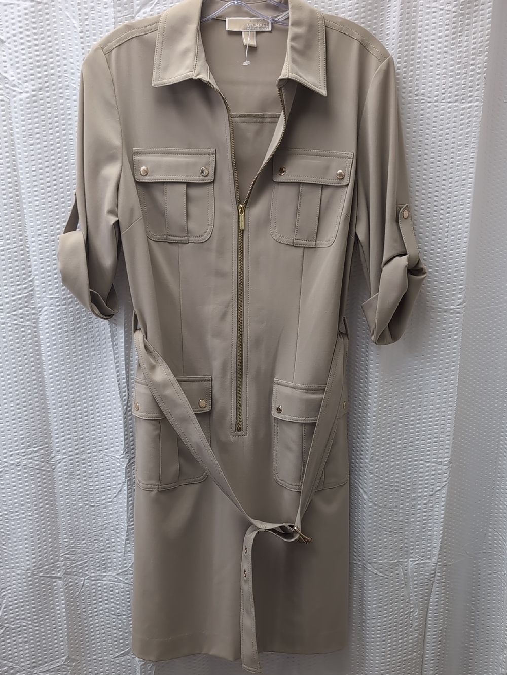 Michael Kors Taupe Utility Shirt Dress with Belt Size M